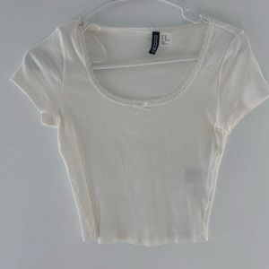 Lace white baby tee size sm